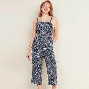 Old Navy Blue Ditsy Floral Square-neck Cami Jumpsuit Size L